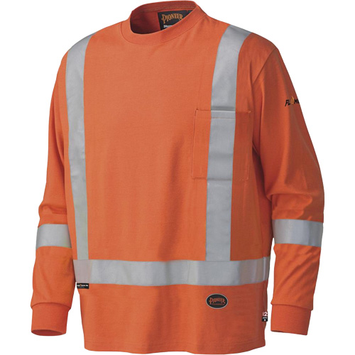 339SFA Flame-Resistant Long-Sleeved Safety Shirt, Small, High Visibility Orange Waymarc Industries Inc