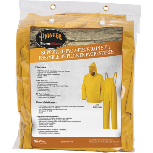 577 3-Piece Rain Suit, Polyester/PVC, 6X-Large, Yellow Waymarc Industries Inc