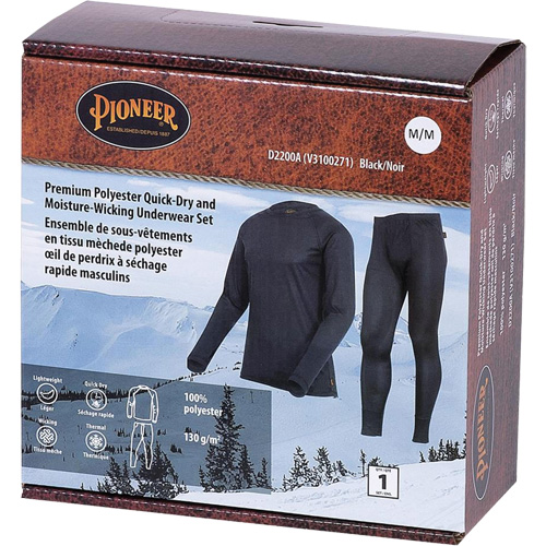 D2200A Premium Quick-Dry & Moisture-Wicking Underwear Set, Men's, X-Small, Black Waymarc Industries Inc