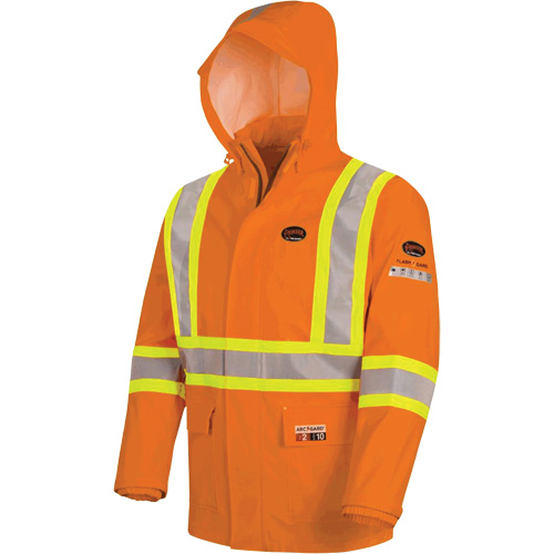5880 Manteau de pluie ignifuge et protection contre les &eacute;clats d'arc &eacute;lectrique, T-petit, Orange haute visibilit&eacute;, 10 cal/cm² Waymarc Industries Inc