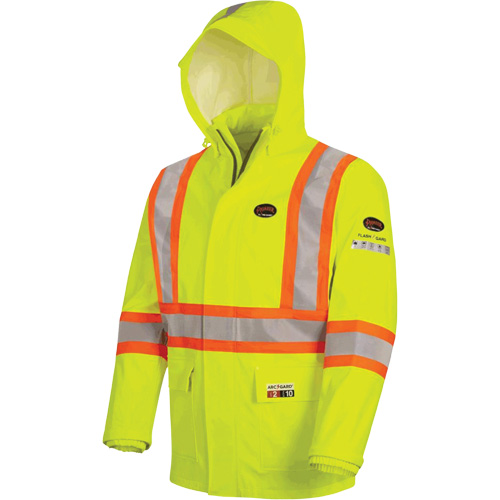 5881 Manteau de pluie ignifuge et protection contre les &eacute;clats d'arc &eacute;lectrique, T-petit, Jaune haute visibilit&eacute;, 10 cal/cm² Waymarc Industries Inc