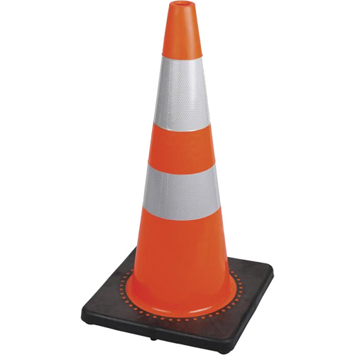 183 C&ocirc;ne de s&eacute;curit&eacute; flexible de premi&egrave;re qualit&eacute;, 28", Orange, Bande(s) r&eacute;fl&eacute;chissante(s) 4" & 6" Waymarc Industries Inc