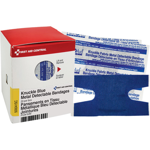 Knuckle Blue Detectable Bandages, Knuckle, Fabric Metal Detectable, Sterile Waymarc Industries Inc