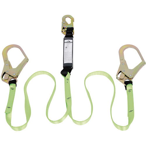 SA-54022-6 Shock Absorbing Lanyard, 6', Rebar Hook Center, Snap Hook Leg Ends, Polyester Waymarc Industries Inc