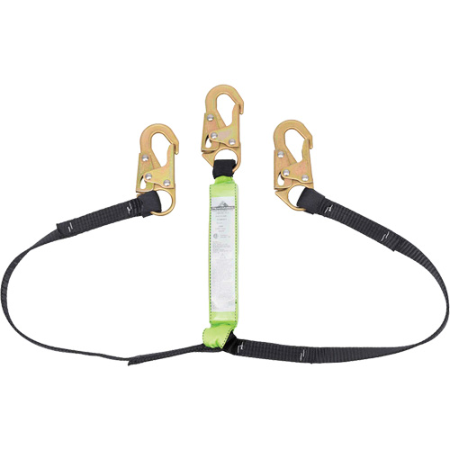 SA-64000-6 Shock Absorbing Lanyard, 6', Snap Hook Center, Snap Hook Leg Ends, Polyester Waymarc Industries Inc