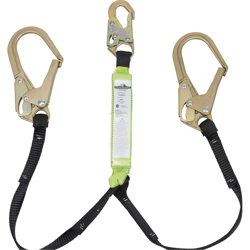 SA-64022-4 Shock Absorbing Lanyard, 4', Rebar Hook Center, Snap Hook Leg Ends, Polyester Waymarc Industries Inc