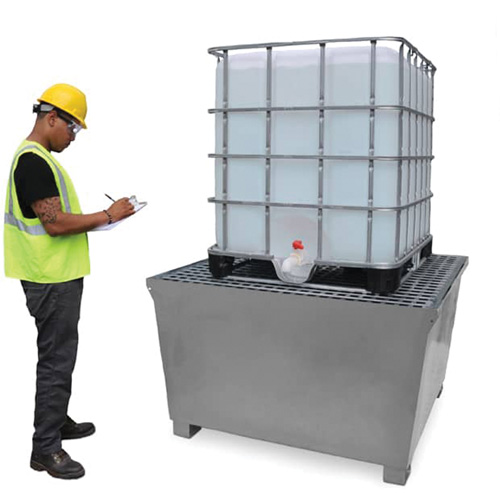 Ultra-IBC Spill Pallet en acier, Capacit&eacute; de d&eacute;versement 370 gal. US, 57,6" x 34,7" x 56,9" Waymarc Industries Inc