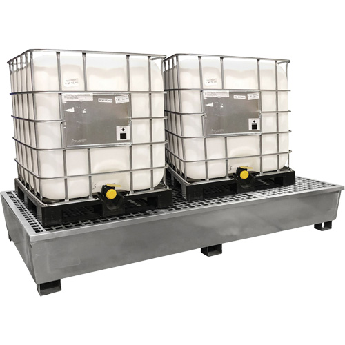 Ultra-Twin IBC Spill Pallet en acier, Capacit&eacute; de d&eacute;versement 370 gal. US, 103,8" x 26,8" x 51,1" Waymarc Industries Inc