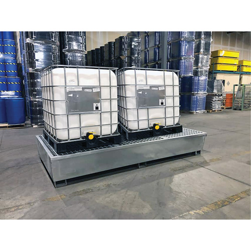 Ultra-Twin IBC Spill Pallet en acier, Capacit&eacute; de d&eacute;versement 370 gal. US, 103,8" x 26,8" x 51,1" Waymarc Industries Inc