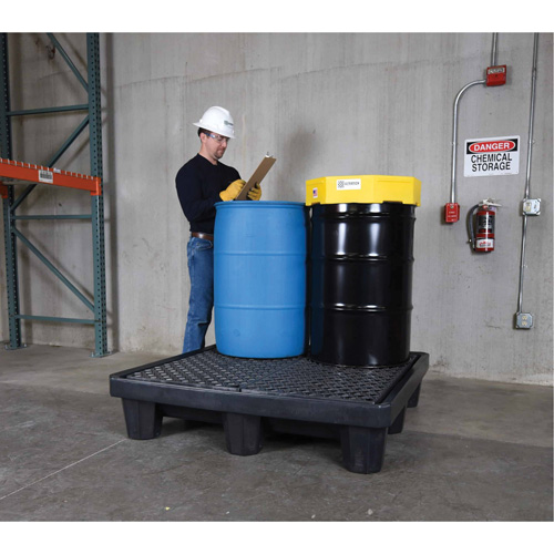 4-Drum Economy Ultra-Spill Pallet&reg;, 66 US gal. Spill Capacity, 53" x 53" x 11.8" Waymarc Industries Inc