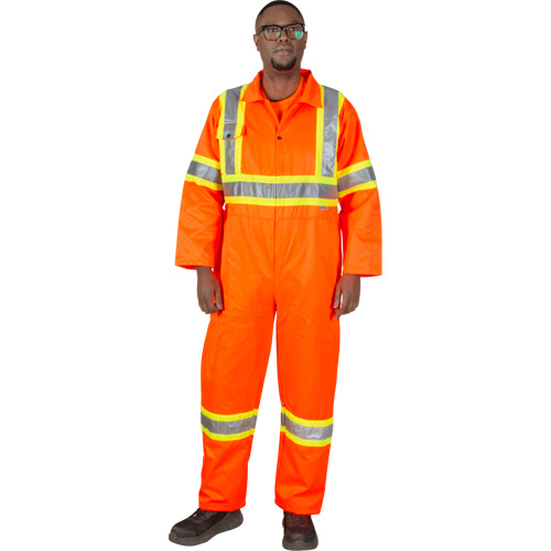 Unlined Safety Coveralls, Small, High Visibility Orange Waymarc Industries Inc