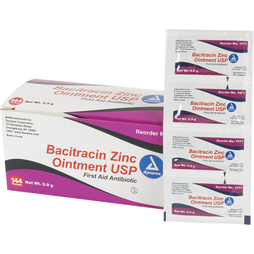 Tampons de premiers soins au bacitracin et zinc Efcom Limited, Onguent, Antibiotique Waymarc Industries Inc
