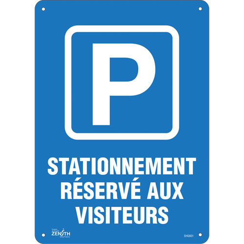 "Stationnement r&eacute;serv&eacute; aux visiteurs" Sign, 10" x 14", Plastic, French with Pictogram Waymarc Industries Inc