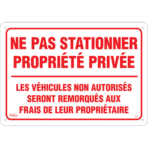 Enseigne  Ne pas stationner propri&eacute;t&eacute; priv&eacute;e , 14" x 20", Aluminium, Français Waymarc Industries Inc