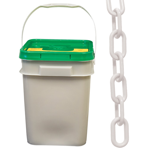 Heavy-Duty Plastic Safety Chain, White, 2" Link, 120' Length Waymarc Industries Inc