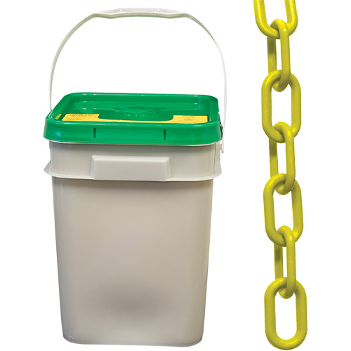 Chaîne de s&eacute;curit&eacute; en plastique robuste, Jaune, Maillon de 2", 120' de long Waymarc Industries Inc