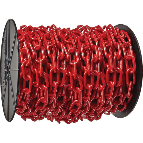 Heavy-Duty Plastic Safety Chain, Red, 2" Link, 100' Length Waymarc Industries Inc