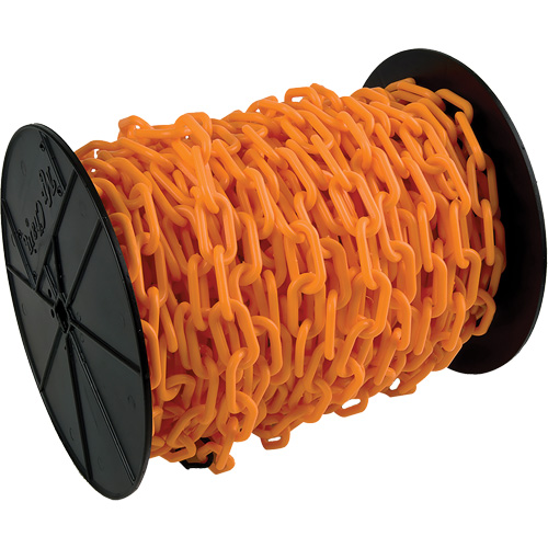Chaîne de s&eacute;curit&eacute; en plastique robuste, Orange, Maillon de 2", 100' de long Waymarc Industries Inc