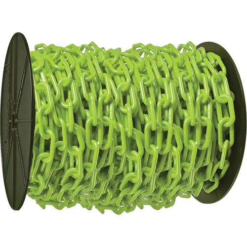 Heavy-Duty Plastic Safety Chain, Green, 2" Link, 100' Length Waymarc Industries Inc