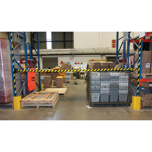Magnetic Wall Mount Barrier with Magnetic Tape, Plastic, Magnetic Mount, 15', Black and Yellow Tape Waymarc Industries Inc