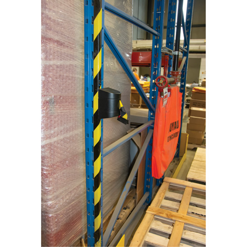 Magnetic Wall Mount Barrier with Magnetic Tape, Plastic, Magnetic Mount, 15', Black and Yellow Tape Waymarc Industries Inc