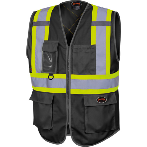 6959BK Veste de s&eacute;curit&eacute; haute visibilit&eacute; en tricot chaîne avec fermeture &agrave; glissi&egrave;re, Noir, T-petit, Polyester Waymarc Industries Inc
