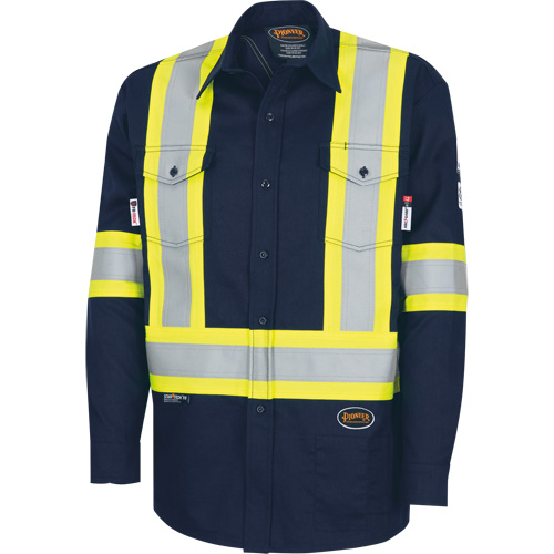 7742SF Chemise de s&eacute;curit&eacute; haute visibilit&eacute; r&eacute;sistant aux arcs &eacute;lectriques 88/12 FR-Tech, Petit, Bleu marin Waymarc Industries Inc