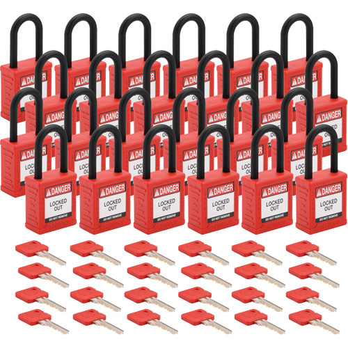 Velocity Lockout Padlocks, Red, Keyed Different, Nylon, 1-1/2" Width Waymarc Industries Inc