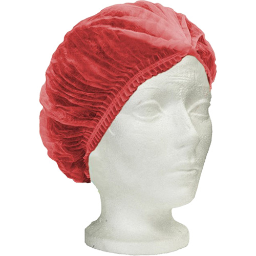 RONCO Care Pleated Bouffant Cap, Polypropylene, 24", Red Waymarc Industries Inc