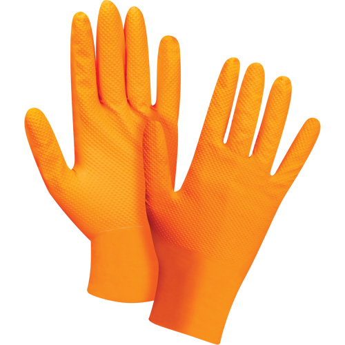 Heavyweight Tactile Grip Examination Gloves, Medium, Nitrile, 8-mil, Powder-Free, Orange, Class 2 Waymarc Industries Inc