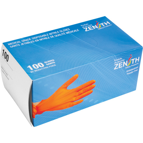 Heavyweight Tactile Grip Examination Gloves, Medium, Nitrile, 8-mil, Powder-Free, Orange, Class 2 Waymarc Industries Inc