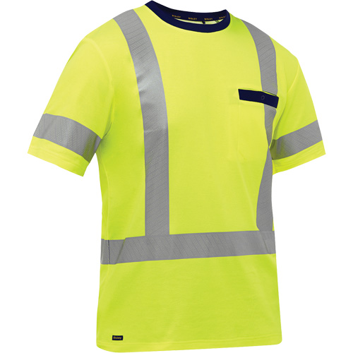 Bisley&reg; X-Back Short Sleeve Shirt, Poly-Cotton, Small, High Visibility Lime-Yellow Waymarc Industries Inc