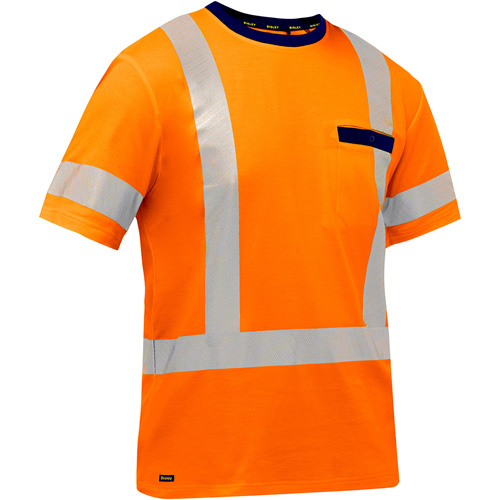 Bisley&reg; X-Back Short Sleeve Shirt, Poly-Cotton, Small, High Visibility Orange Waymarc Industries Inc