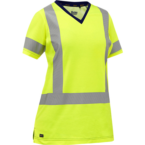 Chemise &agrave; manches courtes et X au dos Bisley pour femmes, Poly-coton, Petit, Jaune lime haute visibilit&eacute; Waymarc Industries Inc
