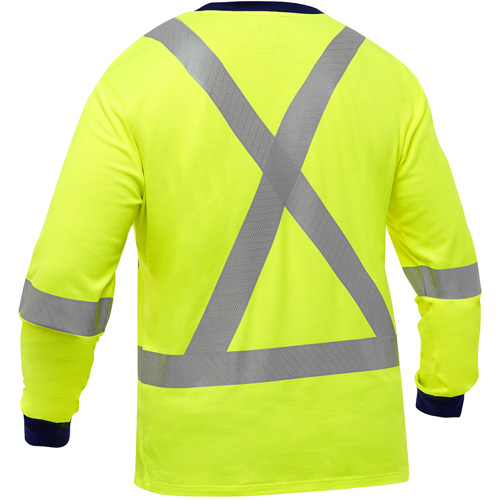 Bisley&reg; X-Back Long Sleeve Shirt, Poly-Cotton, Small, High Visibility Lime-Yellow Waymarc Industries Inc