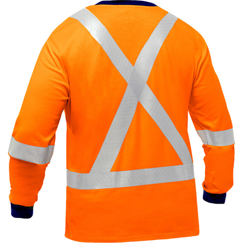 Bisley&reg; X-Back Long Sleeve Shirt, Poly-Cotton, Small, High Visibility Orange Waymarc Industries Inc