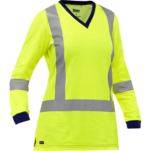 Chemise &agrave; manches longues et X au dos Bisley pour femmes, Poly-coton, Petit, Jaune lime haute visibilit&eacute; Waymarc Industries Inc