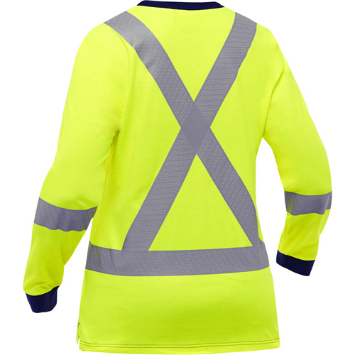 Chemise &agrave; manches longues et X au dos Bisley pour femmes, Poly-coton, Petit, Jaune lime haute visibilit&eacute; Waymarc Industries Inc