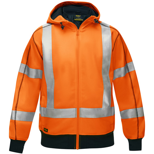 Bisley&reg; X-Back Full Zip Hooded Sweatshirt with Sherpa Lining, X-Large, High Visibility Orange Waymarc Industries Inc