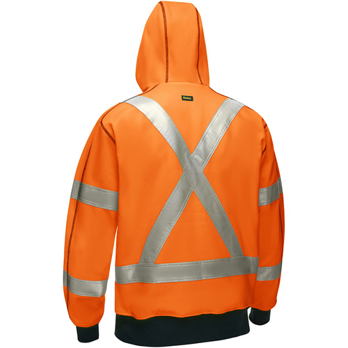 Bisley&reg; X-Back Full Zip Hooded Sweatshirt with Sherpa Lining, X-Large, High Visibility Orange Waymarc Industries Inc