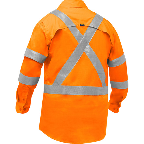 Bisley&reg; X-Back Long Sleeve Work Shirt with X-Airflow, Poly-Cotton, Small, High Visibility Orange Waymarc Industries Inc