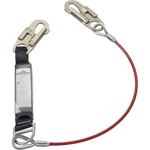 SA-5500-4 Shock Absorbing Lanyard, 4', Snap Hook Center, Snap Hook Leg Ends, Galvanized Steel Waymarc Industries Inc