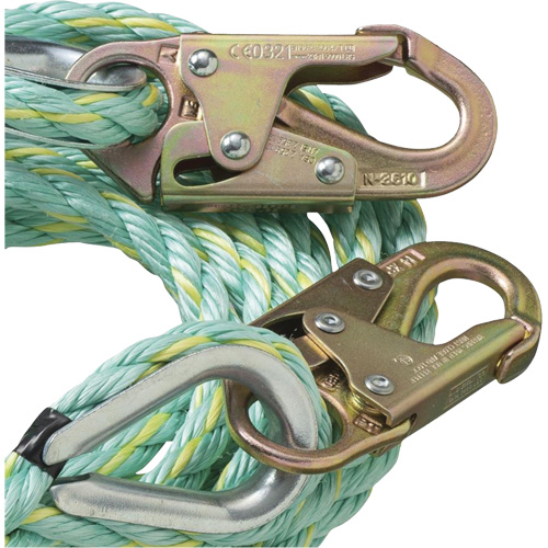 VL-1122-100 Cordage de s&eacute;curit&eacute; vertical avec crochet mousqueton d'ancrage, Copolym&egrave;re Waymarc Industries Inc
