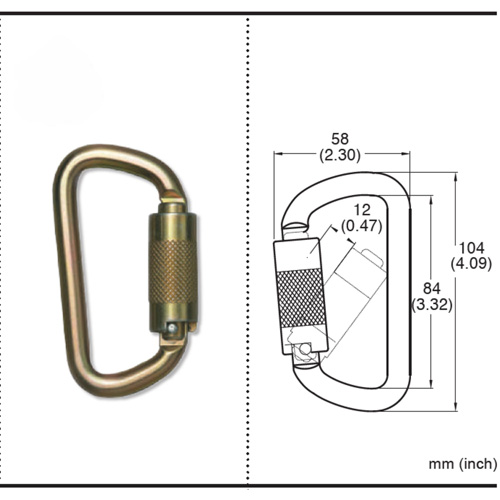 CP-03015-2 Zinc Plated Carabiner with 3/4" Gate Opening, Steel Waymarc Industries Inc