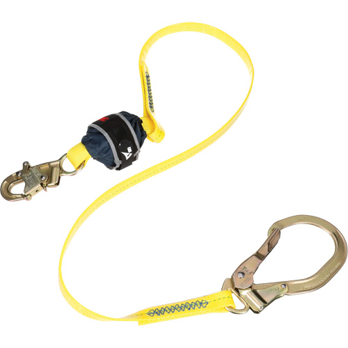 Coated Web Shock-Absorbing Lanyard, 6', Rebar Hook Center, Snap Hook Leg Ends Waymarc Industries Inc