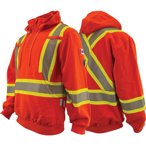Atlas Guardian&reg; FR/AR Quarter-Zip Hoodies, Men's, X-Small, High Visibility Orange, 18 cal/cm² Waymarc Industries Inc