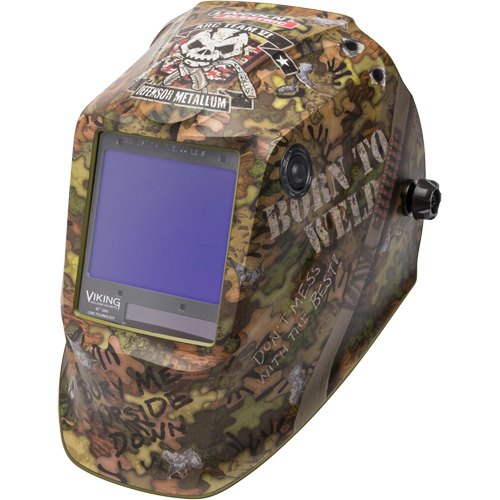 VIKING 3350 Born To Weld Welding Helmet, 3.74" L x 3.34" W View Area, 5 - 13 Shade Range Waymarc Industries Inc