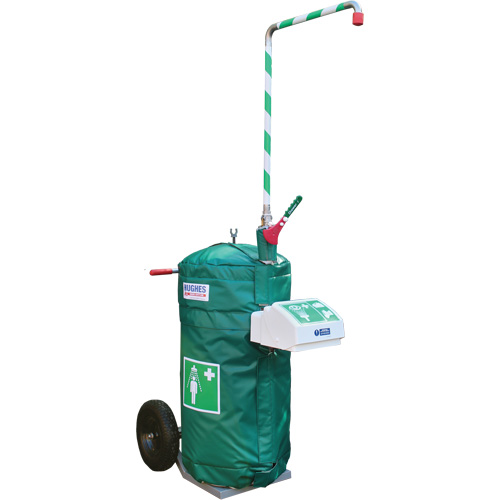 Douche d'urgence isol&eacute;e, mobile et autonome avec douche oculaire et faciale, Capacit&eacute; 30 gal., Conformit&eacute; Aucune Waymarc Industries Inc