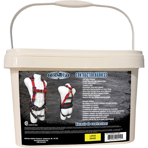 Contractor Safety Harness in Pail, CSA Certified, Class AP, Large, 352 lbs. Cap. Waymarc Industries Inc