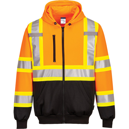 Contrast-Striped Safety Hoodie, Small, Black/High Visibility Orange Waymarc Industries Inc